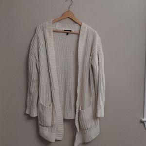 Cozy Express boucle-knit open front cardigan-Sz M